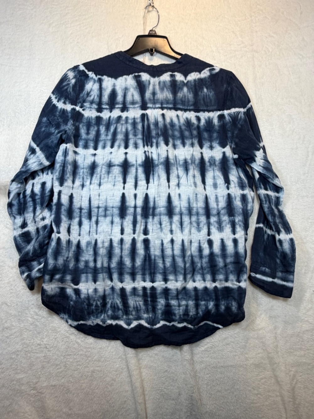 GAP Tunic Top Womens Size Large Blue White Linen Tie Dye Coastal Boho Oversized - Picture 8 of 8